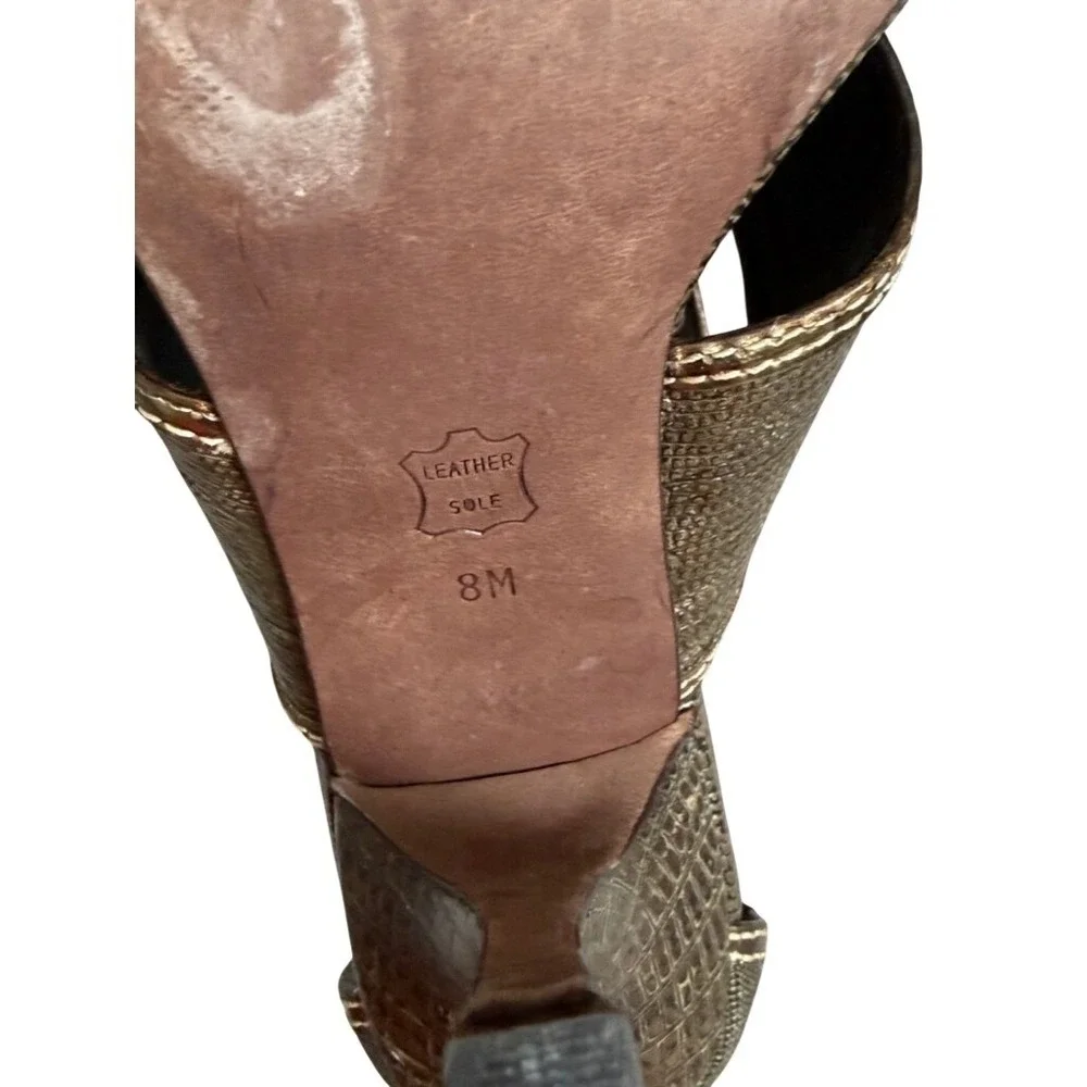 Tory Burch Edgy Statement High Heel Sandals Olive Green and Gold Size‎ 8